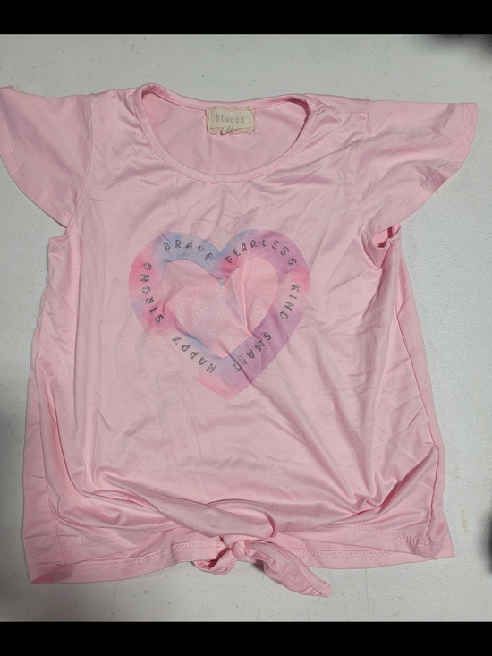 btween Other - btween Pink Heart Graphic Short Sleeve Tee
